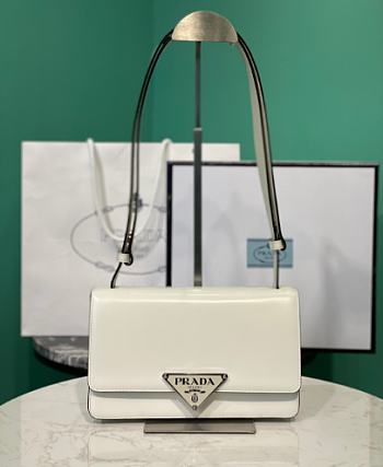 Prada Triangle-Logo Leather Shoulder Bag White 24x15x6cm