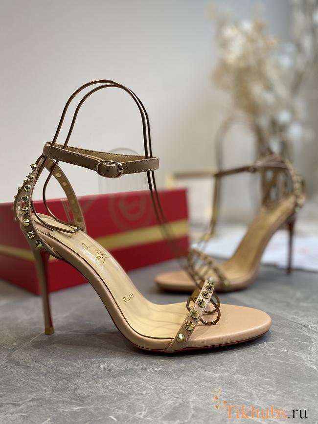 Christian Louboutin So Me 100 Studded Leather Sandals Beige - 1