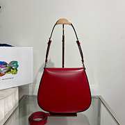 Prada Cleo Brushed Leather Shoulder Bag Red 24x19x6cm - 2