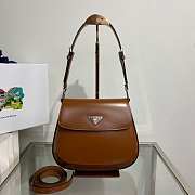 Prada Cleo Brushed Leather Shoulder Bag Brown 24x19x6cm - 1