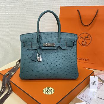 Hermes Birkin Green Ostrich Silver Hardware 30cm