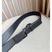 Prada Saffiano Leather Belt With Triangle Logo Black 3.3cm - 3