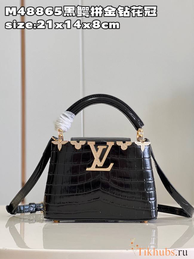 Louis Vuitton LV Mini Capucines Crocodile Black 21cm - 1