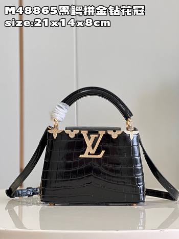 Louis Vuitton LV Mini Capucines Crocodile Black 21cm