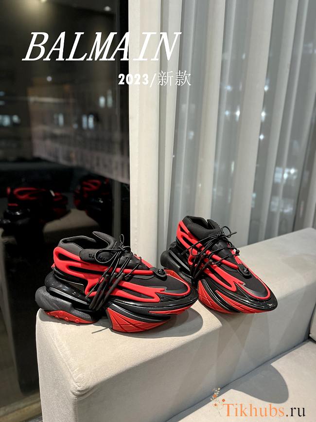 Balmain Black Red Sneaker - 1