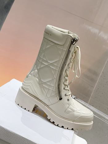 Dior D-Leader Ankle Boot Quilted Cannage Calfskin White