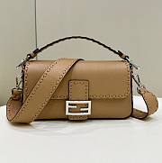 Fendi Baguette Camellia Selleria Bag Beige 27x15x6cm - 1