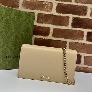 Gucci Chain Wallet With Gucci Script Beige 20x12.5x4cm