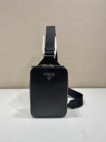 Prada Brique Saffiano Leather Bag Black 20x14x4cm 