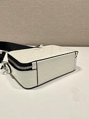 Prada Brique Brushed Leather Bag With Triangle Motif White 19x12x5cm - 6