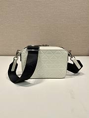 Prada Brique Brushed Leather Bag With Triangle Motif White 19x12x5cm - 3