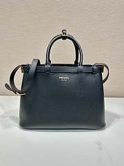 Prada Medium Leather Handbag With Belt Black 35x25x14cm - 1