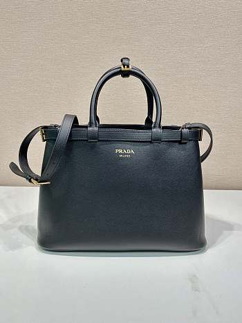 Prada Medium Leather Handbag With Belt Black 35x25x14cm