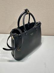 Prada Medium Leather Handbag With Belt Black 35x25x14cm - 5