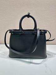 Prada Medium Leather Handbag With Belt Black 35x25x14cm - 3