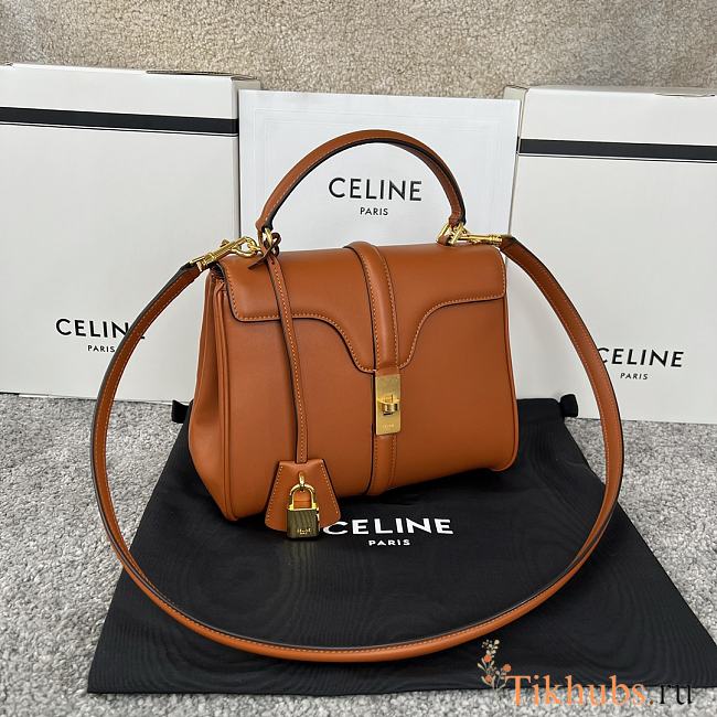 Celine Small 16 Bag Calfskin Tan 23x19x10.5cm - 1