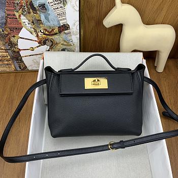 Hermes Mini Kelly 24/24 Black Gold Bag 21cm