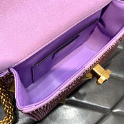 Valentino Small Garavani Roman Stud Rhinestone Shoulder Bag Purple 19x13x6cm - 6