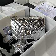 Chanel Flap Bag & Star Coin Purse Mirror Silver 24x15.5x7.5cm - 1
