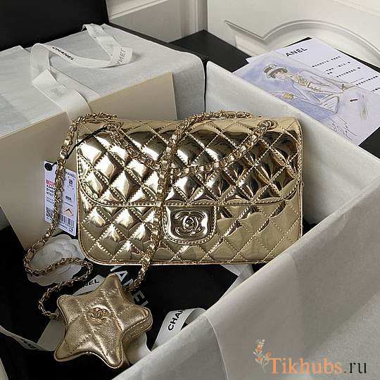 Chanel Flap Bag & Star Coin Purse Mirror Gold 24x15.5x7.5cm - 1