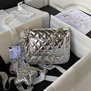 Chanel Mini Flap Bag & Star Coin Purse Mirror Silver 20x15x6.5cm - 4