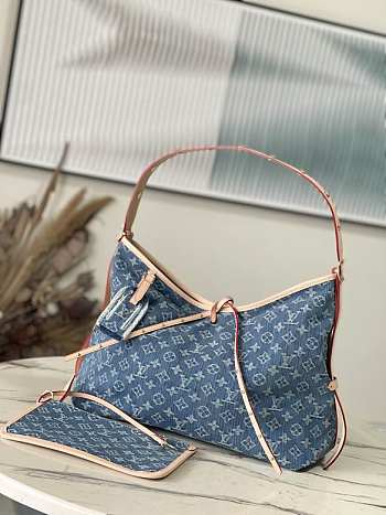 Louis Vuitton LV CarryAll Denim Blue Bag 39x30x15cm