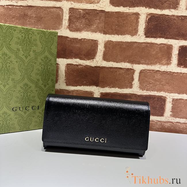 Gucci Continental Wallet With Gucci Script Black 19x10x3.5cm - 1
