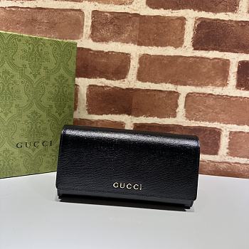 Gucci Continental Wallet With Gucci Script Black 19x10x3.5cm