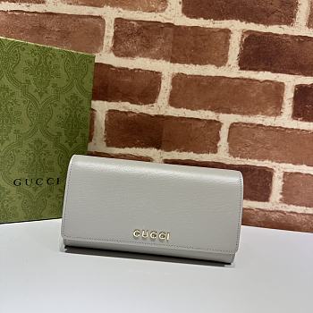Gucci Continental Wallet With Gucci Script Light Grey 19x10x3.5cm
