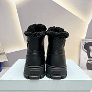 Prada Shearling-trimmed Leather Ankle Boots Black - 2