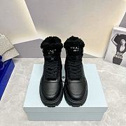 Prada Shearling-trimmed Leather Ankle Boots Black - 3