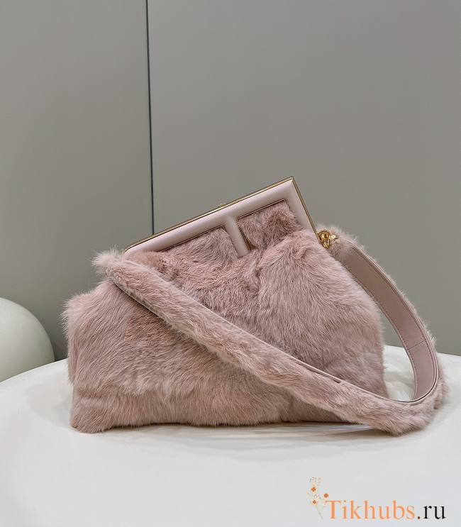 Fendi First Pink Shearling Bag 32.5x15x23.5cm - 1