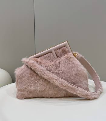 Fendi First Pink Shearling Bag 32.5x15x23.5cm