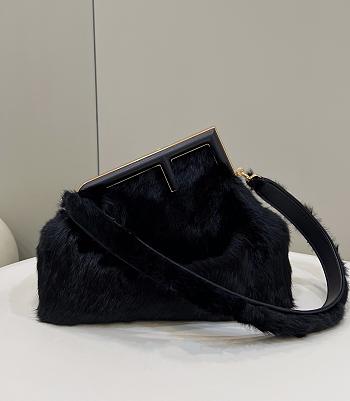 Fendi First Black Shearling Bag 32.5x15x23.5cm