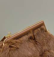 Fendi Small First Brown Shearling Bag 26x9.5x18cm - 5