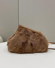 Fendi Small First Brown Shearling Bag 26x9.5x18cm - 4