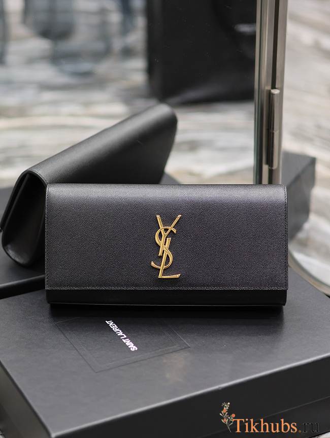 YSL Kate Clutch Black Gold Handbag 27×12×4cm  - 1