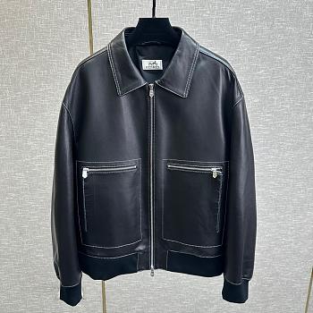 Hermes Black Leather Jacket