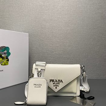 Prada Saffiano Leather Mini Envelope Bag White 20x12x4cm