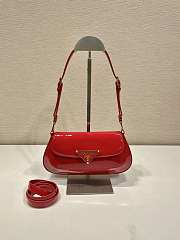 Prada Brushed Patent Shoulder Bag Red 24x11x4cm - 1