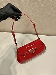 Prada Brushed Patent Shoulder Bag Red 24x11x4cm - 3