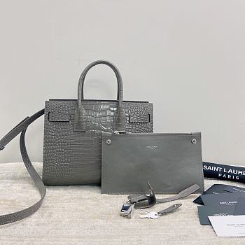 YSL Sac De Jour Grey Crocodile Bag 26x20.5x12.5cm