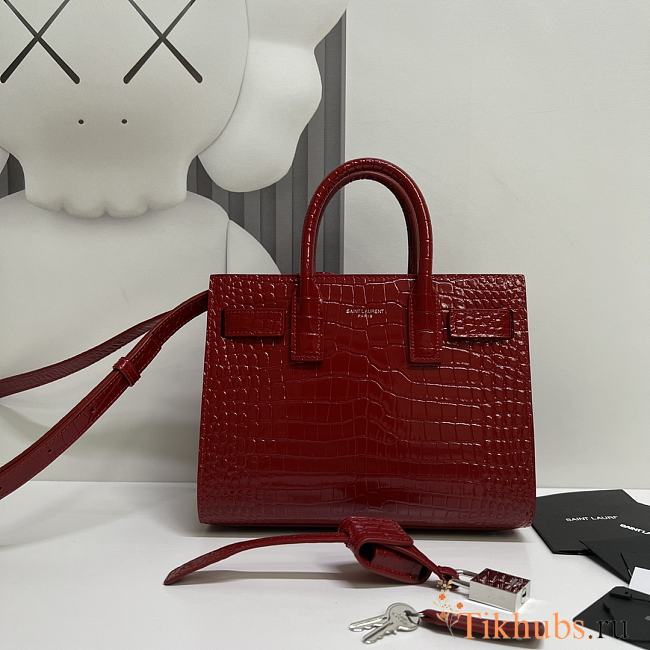 YSL Sac De Jour Red Crocodile Bag 22cm - 1