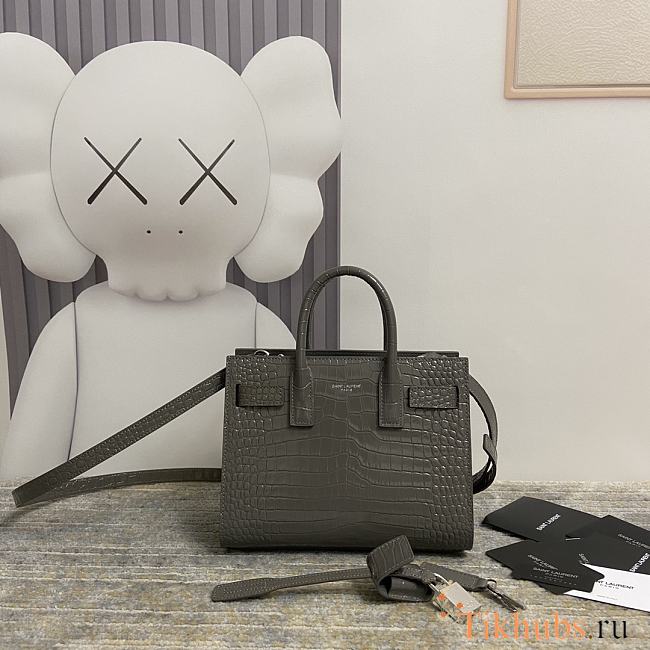 YSL Sac De Jour Grey Crocodile Bag 22cm - 1