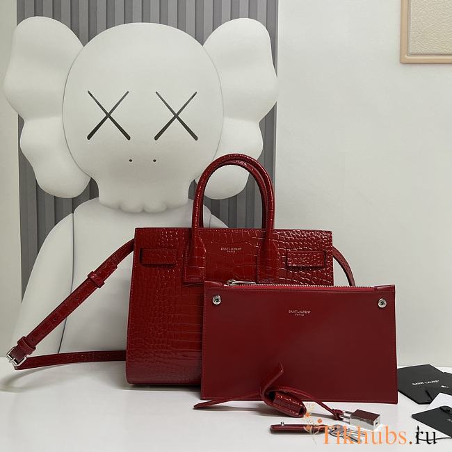 YSL Sac De Jour Red Crocodile Bag 26x20.5x12.5cm - 1