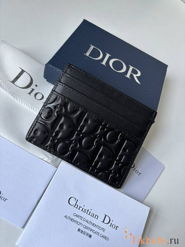 Dior Card Holder Black Gravity Leather - 1