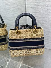 Dior Lady Bag Natural Wicker and Blue 24 x 20 x 11 cm - 4