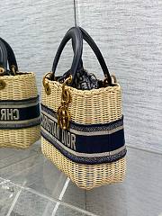 Dior Lady Bag Natural Wicker and Blue 24 x 20 x 11 cm - 2