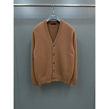 Prada Camel Hair Cardigan Camel Brown