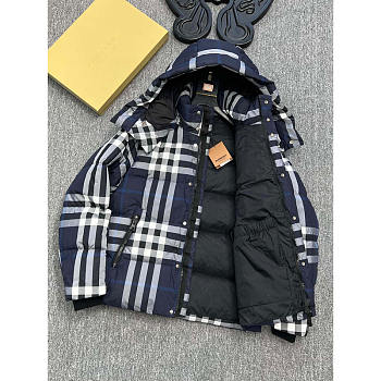 Burberry Plaid Down Jacket White/Dark Charcoal Blue